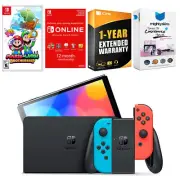 Nintendo Switch Red/Blue OLED + Mario & Luigi: Brothership + NSO 1 Yr Membership