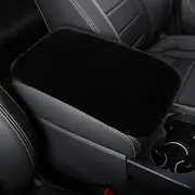 1 Pack Plush Car armrest Cushion, Short Plush Comfort Armrest Box Pad, Soft Fluffy Box Cover Protection Decorative Cover, Universal Auto Accessories for Women & Men (Black, One size)