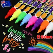 12X Liquid Chalk Markers Pens For Blackboard Notes Signs Chalk Board Glass Clean