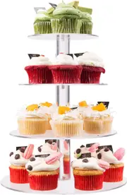 Ozoffer 4 Tier Acrylic Round Cupcake Cake Stand Party Birthday Wedding Event