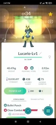 Pokemon Shiny Lucario LV1 Female(London) -TRADE 20k Dust Registered -Description
