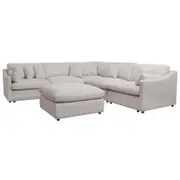 Millie 6-Seater Fabric Corner Chaise Sofa - Warm Light Grey