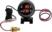 Labymos Round Led Digital Car Truck Water Temp Gauge Temperature Sensor Temperatura Moto + Voltmeter Volt Voltage Meter 2 in 1 12.0V 24V