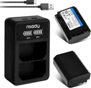 2-Pack NP-FZ100 Battery + Charger for Sony Alpha A9, 9R,A7R III, A7R3, ILCE-7RM3