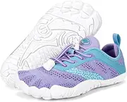 [BibYuga] Barefoot Shoes Children's Barefoot Shoes Girls Boys Quick Drying Bathing Shoes Breathable Trail Running Shoes Lightweight Soft Sports Shoes Non-Slip Hiking Shoes, K1 Purple, 34 EU