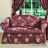 在飛比找ETMall東森購物網優惠-棉花田米蘭提花雙人沙發套/沙發便利套-紫色