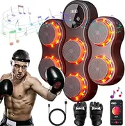 Smart Music Boxing Machine With Gloves, Wall Mounted Trainer, Punching Pad, Electronic Target Workout for Adults Home and Gym