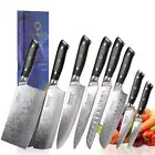 Sunnecko Damascus Chef's Knives Set 8PCS Precision Kitchen Tools for Cutting