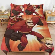 v2857 Bed Sheets Bedding The Incredibles Cartoon Bedding Sets Ultra Soft Skin-Friendly Duvet Cover 3 Piece, Cute Comforter Cover Bed Set for Boys Gir
