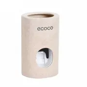 2Pcs Automatic Toothpaste Dispenser Dust-Proof Toothbrush Holder Wheat Straw Wall Mounted Squeezer For Bathroom