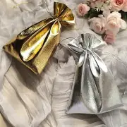 10 Metallic Lame Polyester Party FAVOR BAGS Pull String Events Home Decorations