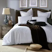 CottonMore 350TC Plain White Cotton Quilt Cover Set - Double