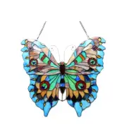 Stained Glass Window Panel Tiffany Style Butterfly Suncatcher 21 x 20 Art Glass
