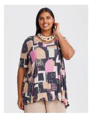 [Taking Shape] Peplum Crush Bamboo Foil Top Print