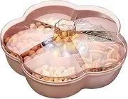 Pvcqjkd Snack Storage Box, Flower Shape Snack Tray with Lid, Pink