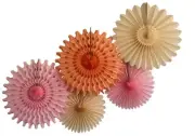 Pink Peach Blush Tissue Paper Party Fan Collection (5 Fans)