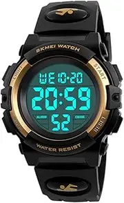 [USWAT] Kid Watch for Boy Girl Child Multi Function Digital LED Sport 50M Waterproof Electronic Analog Quartz Watches Gift Black