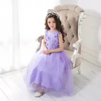 在飛比找Yahoo!奇摩拍賣優惠-新款韓版長款女童禮服公主禮服鋼琴表演 長款紫色禮服