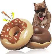 Monotre Dog Chew Toys for Aggressive Chewers, Indestructible Tough Squeaky Mental Stimulation Teeth Grinding Interactive Dog Chew Toys for Small/Medium/Large Dog Breeds, Creamy Scent Donut Brown