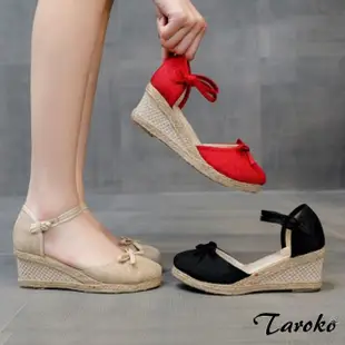 【Taroko】淑女氣質草編厚底大尺碼涼鞋(3色可選)