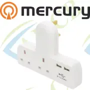 2-WAY UK MAINS ADAPTOR WITH DUAL USB PORTS SOCKET EXTENSION CHARGER