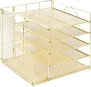 Garende Five Layer Desk File Organizer for Paper and Mail Sorting, Golden