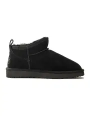 [Aus Wooli Ugg] Sheepskin Classic Ultra Mini Boot in Black