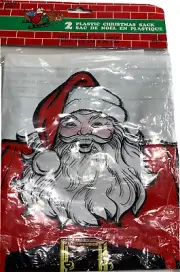 Grand Prix Plastic Christmas Sack 20"x34" Santa Claus 2 Sacks