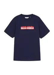 Palm Angels Kids Flames Logo-print Cotton T-shirt - Navy - 14YR (14 Years) 14YR (14 years)