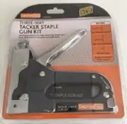 Powerful 3 Way Tacker Staple Gun Stapler Kit w/1500 Staples & Brad Nails