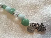 NEW INSPIRATIONAL HAMSA HAND GREEN JADE STONE CRYSTALS BEADED CAR CHARM
