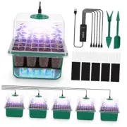 Self-Watering Seed Starter Tray Kit with Grow Light and 5-Pack 60-Cell
