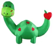 Airblow Green Valentines Day Dinosaur with Hearts 6' Yard Inflatable Lights Up