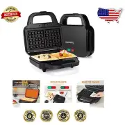 Compact Electric Belgian Waffle Maker - 8" Non-Stick Plates, 2 Slice Convenience