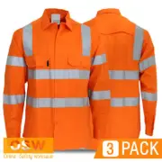 3 X HI VIS 3-WAY AIR VENTED COOL-BREEZE BIO-MOTION ORANGE VIC RAIL WORK SHIRT