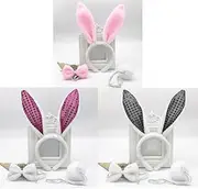 3 Pcs Plush Easter Bunny Ears Headband Kit - White Rabbit Ears Headband with Tail & Bowtie - Bunny Cosplay Costume Accessories