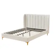 Design Square Modern Luxury Fabric Bed Frame W/ Headboard Double Size - Boucle