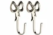 Set of 2 Handmade Brass Bow Cloth Key Wall Hook Coat Hanger Holder
