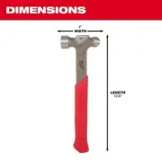 Milwaukee Ball Peen Hammer Set in Red w/ I-Beam Handle Design + Bend-Resistant