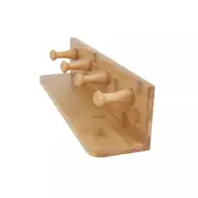 4 Hook Wall Shelf Bamboo Kitchen Entryway Hanger Organiser Wall Mounted Rack