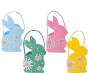 Bunny Shaped Easter Basket - 4X Handld Easter Bunny Felt Basket for Eggs | Candy Chocolate Holder Ornament Spring Colorful Hunt Bag for Gathering, Living Room