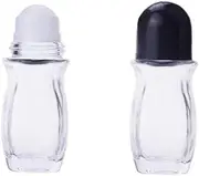 2 Pcs Refillable Glass Deodorant Roll-on Bottles,Leak-Proof Massage Roller Bottles Containers with Roller Ball Black Cap for Aromatherapy Essential Oils (50ml)
