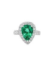 Diana M. Fine Jewelry Platinum 5.59 ct. tw. Diamond & Emerald Ring 6.5 NoColor