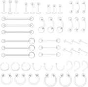 [Edksegjcsous] 48 Pcs Clear Piercing Retainers, Clear Nose Studs Retainers Flexible Acrylic Retainer, Nose Lip Ear Tongue Hoop L Shaped Nose Bars Plastic Earrings Curved Barbells Nose Ring Jewelry for Men Women, As