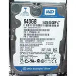 WD藍標640G筆電硬碟SATA 2.5吋硬碟WD6400BPVT-16HX2T3筆記型電腦640G NB 9.5MM