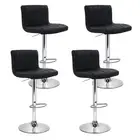 4x Bar Stools Gas Lift Leather Black Modern Kitchen Dining Furniture Set -BKX4