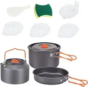 Camping Utensils Cooking Set - Non-Stick Pot and Pan Kit | Outdoor Non-Stick Camping Kitchen Pan and Pot for Picnic, Hiking, and Fishing