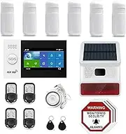 WiFi Touch Screen Wireless Home Security DIY Burglar House Office Alarm System + Wireless Solar/Powered Strobe Siren