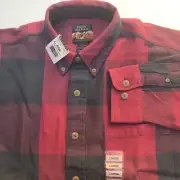 VTG High Sierra Mervyns Men’s Flannel Long Sleeve Shirt Plaid Red Gray Sz L New