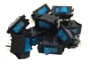 10 pack 12 Volt Lightning Blue LED Rocker Mini Switch On Off Car Automotive